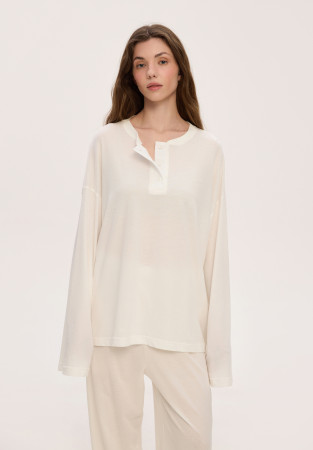 Лонгслів з гудзиками із джерсі білий